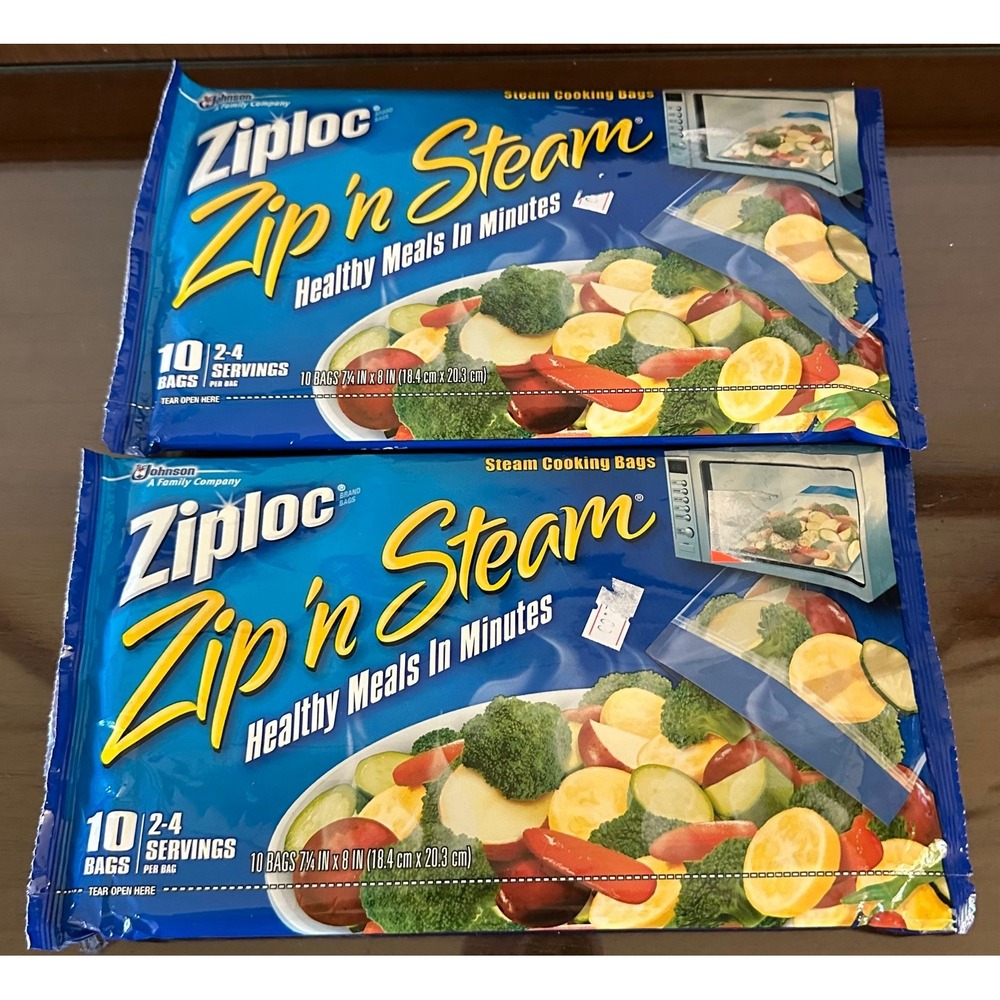 Ziploc Zip n Steam Microwave Cooking Bags 2 Packs of 10 Count 20 Total Bags